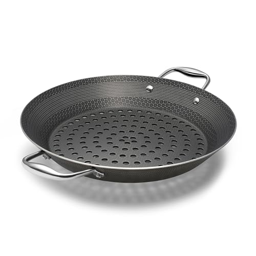 HexClad Hybrid Nonstick BBQ Grill Pan, Dishwasher-Friendly, BBQ and Oven-Safe Up to 900°F - size: 12 Inch