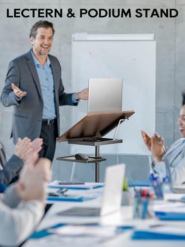 Lectern Podium Stand - Dual-Use Floor and Desktop Book Holder Stand, Height Adjustable Podium Lectern for Church, Weddings,Speech,Classroom-Black - color: Black-2