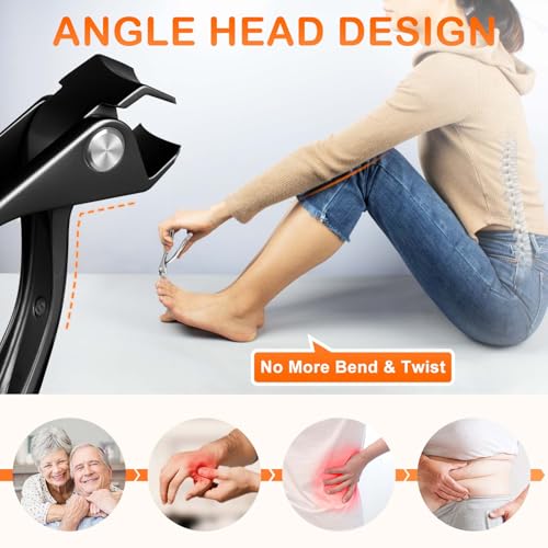 Toe Nail Clippers for Thick Nails for Seniors, Ingrown Toenail Clippers - color: Black, size: L