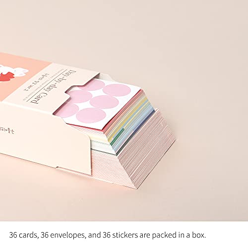 Monolike Day-by-day Card, Gureum's Daily Life ver.2 - Mix 36 Mini Single cards, 36 envelopes, 36 stickers Package - color: Gureum's daily life ver.2