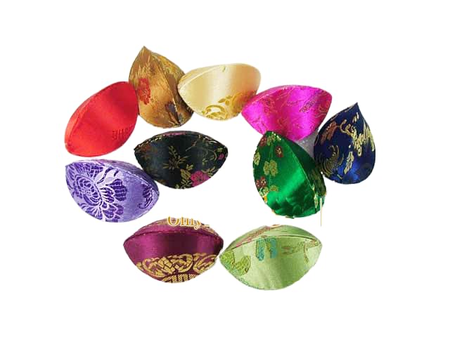 10-Pack Handmade Shell-Shaped Small Jewelry Boxes - Chinese Silk Brocade Ring & Earring Storage for Women, Wedding Favors (mixed color pattern) - color: mixed color pattern (10 pcs)