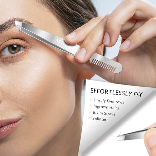 MORGLES Tweezers Set for Men 9 Pcs Nail Clipper Kit with Case for Grooming - color: C-silver