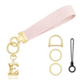 Stretchy Wristlet Initial Keychain, Key Chains Women Cute with Keyring, Llaveros para Mujer, Car Key Accessories - color: Light Pink, style: E