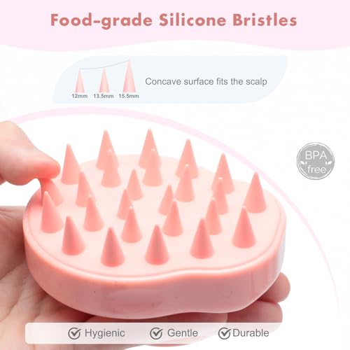 FREATECH Scalp Massager Hair Growth, Scalp Scrubber Shampoo Brush with Soft Silicone Bristles for Dandruff Removal and Hair Care, Wet & Dry Hair Massager Scalp Exfoliator, Chalk Pink - color: Chalk Pink