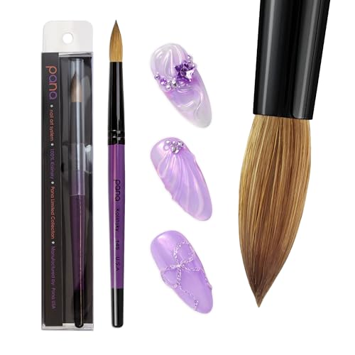 PANA Pure Kolinsky Hair Acrylic Nail Brush - Round Shape Black Ferrule with Purple Wood Handle (Size 14) - for Acrylic Nail Application, Nail Extension, Manicure Pedicure Salon Beginner & Professional - color: Purple, size: Size 14