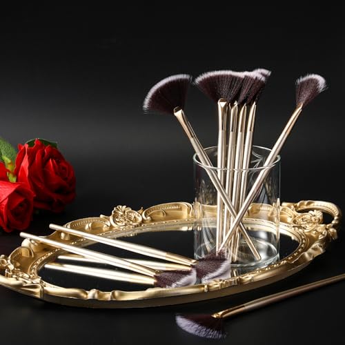 Maitys 9 Pieces Facial Fan Mask Brushes, Brown - color: Brown
