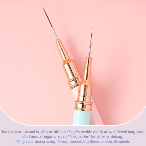 Nail Art Liner Brushes, 5Pcs Gel Polish Painting Art Design Pen Set - color: Multicolor (5Pcs)