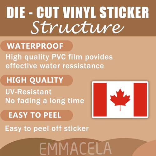 (3PCS) Canada Flag stickers, Countries Flag Stickers - Waterproof Vinyl Decals For Laptops, Tumblers, Water Bottles, Books, Scrapbooks, Size 3 x 1.9 Inch - color: Canada