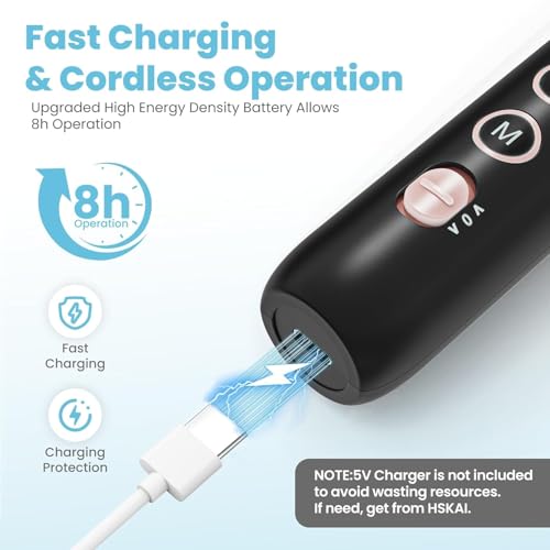 Electric Nail File Drill, Toe Nail Grinder for Thick Toenails & Callus - color: Vintage Black