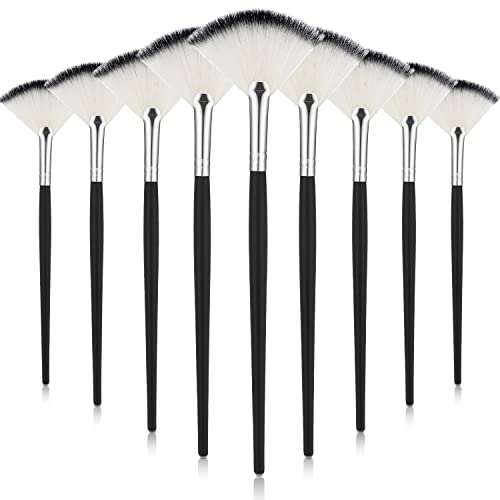 Maitys 9 Pieces Facial Fan Mask Brushes, Black and Silver - color: Black and Silver