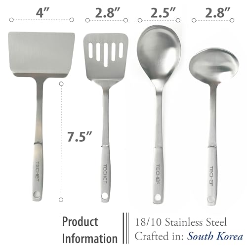 ChefCore Stainless Steel Solid Turner Spatula, Made in Korea (4-Piece Set) - size: 4-Piece Set