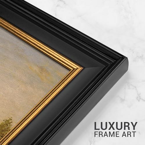 MUDECOR Premium Framed Wall Art Vintage Sunset Horizon Forest Lake Nature Wilderness Illustrations Fine Art Decorative Landscape for Living Room, Bedroom, Office - 26"x36" Black - color: A07-2308-irs21, size: 36"L x 26"W, style: Black Frame