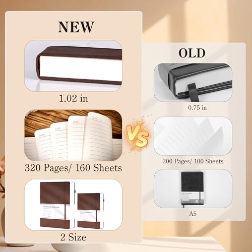 CAGIE B5 Journal Notebook for Men Women 320 Pages 100 Gsm Paper Vintage Journaling Notebooks A5 Hardcover Leather Journals for Writing Travel Work Note Taking Diary, 7.6x10 In, Dark Brown - color: Coffee, style: Lined B5