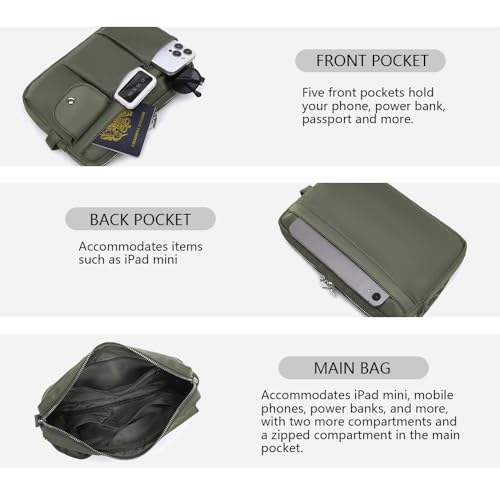 Pencil Holder Storage Bag for Women, Large Capacity Zippered Pencil Case with Multiple Pockets, Nylon Canvas Stationery Organizer for Office, Travel & Daily Use (Nylon,Army Green) - color: Army Green/Nylon