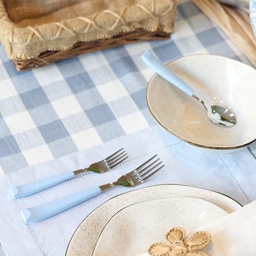 ANNOVA Silverware Set Stainless Steel Colorful Handle Tableware Kitchen Flatware Set Utensils, Includes Dinner Knives, Forks, Spoons, Salad Forks & Dessert Spoons (Light Blue25, 20 Pieces) - color: Light Blue25 20Pieces