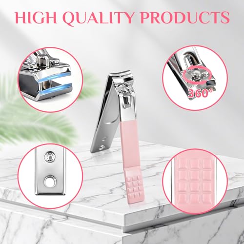 MINKINH 26-Piece Manicure Set for Women, Pink At-Home Nail Care Kit - color: Pink