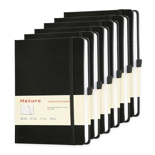 Heture Hardcover Notebooks, 6 Packs A5 Lined Journals Notebook for Writing 160 Pages, 8.2 x 5.5 inch, Classic Ruled Notebooks for College/Work/Travel (Black, 6 Pack) - color: Black, size: 6 Pack