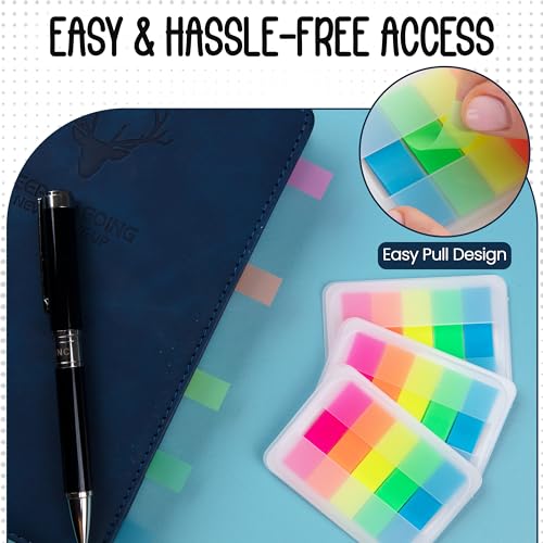Essex Wares - 300 Pieces, 5 Bright Colors, Transparent Sticky Tabs - color: Bright Colors