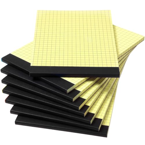 Jetec 8 Pcs Small Graph Paper Notepad 5 x 8 Inch Grid Notebooks,Black - color: Black