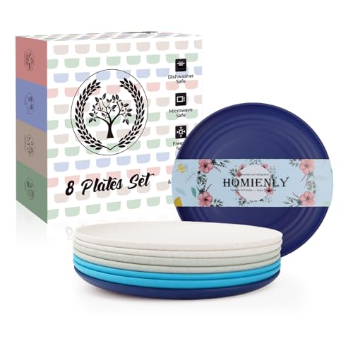 Homienly Wheat Straw Mini Plates | For Dessert, Appetizer, Breakfast & Snacks | Long-lasting Plastic Plates & Salad Plates Collection -8-Pack Small Plate Set -Island Series - color: Island Series, size: 5.7 Inch