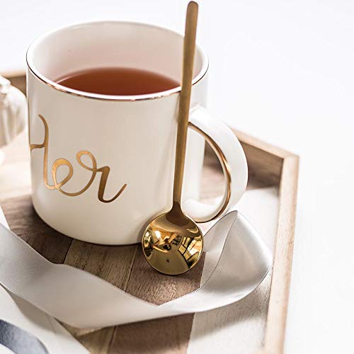 10 Pack Espresso spoons 18/10 Stainless Steel Teaspoons Set for Coffee Sugar Dessert Cake Ice Cream Soup Antipasto Cappuccino, 5.3 Inch Gold - size: Gold-10 Pack