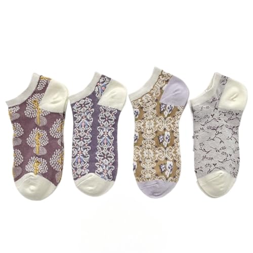 Lavish Lavender Argyle Frill Socks for Women, Dress Socks - color: 4pair-purple-short