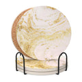 Coaster Set of 4, Ceramic Drink Coasters with Holder, 4 Inch Round (R&G) - style: 4 coasters Style G