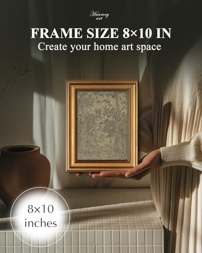 HUARCEY Gold Framed Canvas Wall Art, Antique Landscape Sketch, 8x10 Inch - color: Landscape Sketch, size: 10"L x 8"W