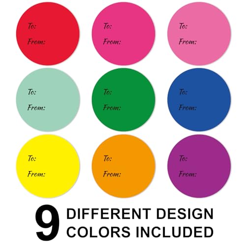 Whaline 315Pcs Rainbow Gift Tag Stickers 2.5 Inch Colorful Present Stickers to and from Self-Adhesive Blank Seal Labels for Gifts Party Favors Marking, 9 Colors - color: Rainbow