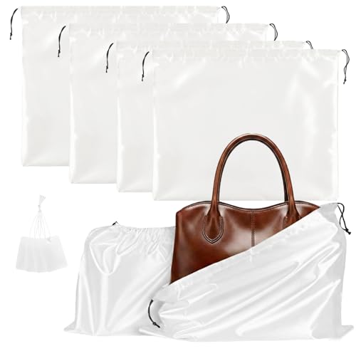 Q&J Fabric Co. 4 Pack Satin Dust Bag 15.7x19.7 inch and 19.7x23.6 inch White 100% Polyester Silk Bag Purse Dust Bag Shoe Bags for Closet Purse Protector Bag Dust Covers for Purses - color: White, size: 15.7"x19.7"+19.7"x23.6"