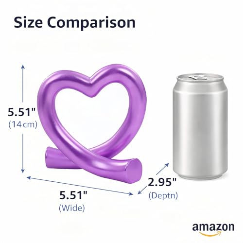 Lescafita Purple Heart Decor Sculpture, Artistic Abstract Love Statue Modern Home Decor Accent for Desk Shelf Coffee Table Room, Creative Unique Gift - color: Purple