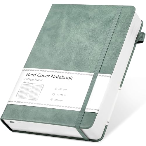CAGIE Lined Journal Notebook, 320 Pages College Ruled Notebook, 100 Gsm Paper Thick Journal, B5 Hardcover Leather Journals for Writing Women Men, 7.6x10In, Green - color: Green, style: Lined B5