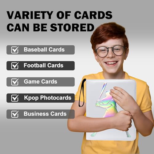 900 Pockets Baseball Card Binder, Laser Silver Hot Stamping Cover,KQ74 - color: Dazzling Baseball-900