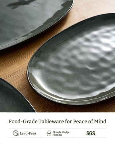 famiware Serving Platters Set of 3 Sizes - Oval, Deep Forest - color: Deep Forest