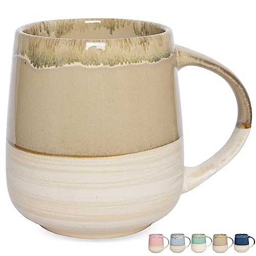 Bosmarlin Extra Large Ceramic Coffee Mug, 23 Oz, Dishwasher and Microwave Safe, Oversized Big Tea Cup, Reactive Glaze (Brown Grey) - color: Brown Grey