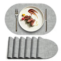 Placemats Set of 6, 17.7 x 11.8 Inch Oval Faux Leather Place Mats - color: R-light Gray