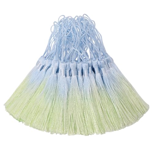 50Pcs 5 Inch Bulk Bookmark Tassel Kit for Graduation, Keychain(Blue Green) - color: Blue&green