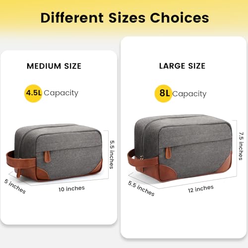 Vorspack Canvas Travel Toiletry Bag for Men, Large, Light Grey - color: Light Grey, size: Large
