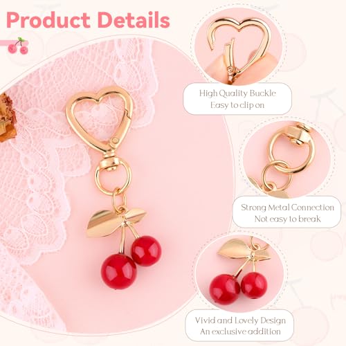 Cherry Bag Charm Cute Cherry Purse Charms Strawberry Keychain Best Gifts - color: A07 2pcs Cherry Charm(mixed Sizes)