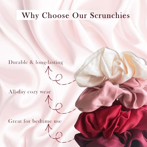 Simnice 20 Colors Satin Large Scrunchies for Women Soft Silk Hair Scrunchie - color: 20 Colors-L