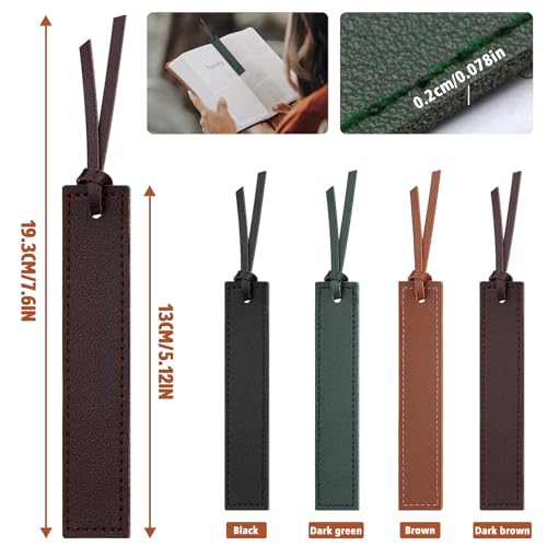 4 Pcs Leather Bookmark, Classic Stitched Bookmarks for Men - size: 4 Pcs
