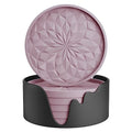 ME.FAN Silicone Coasters with Holder,[6 Pack] Drinking Coasters - Cup Mat for Hot or Cold Drinks, Thickened, Non-Slip, Non-stick,Deep Tray Pale Mauve - color: Pale Mauve