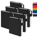 feela 6 Pack Pocket Mini Notebooks Bulk, Small Cute Memo Notepads Hardcover College Ruled Lined Journals with Pen Holder for School Business Work, with 6 Black Pens, 3.5”x 5.5”, A6, Black - color: A6 6 Black