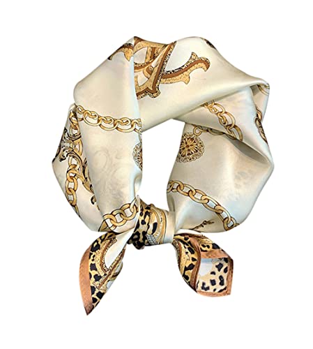 FEIBOON Mulberry Silk Scarf 21"x21" Small Square Scarfs for Women - color: Classic Beige
