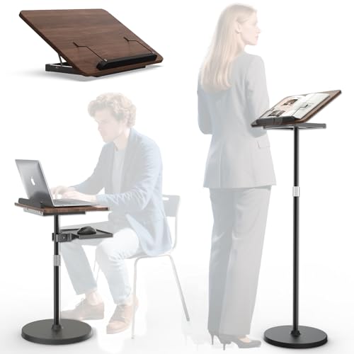 Lectern Podium Stand - Dual-Use Floor and Desktop Book Holder Stand, Height Adjustable Podium Lectern for Church, Weddings,Speech,Classroom-Black - color: Black-2