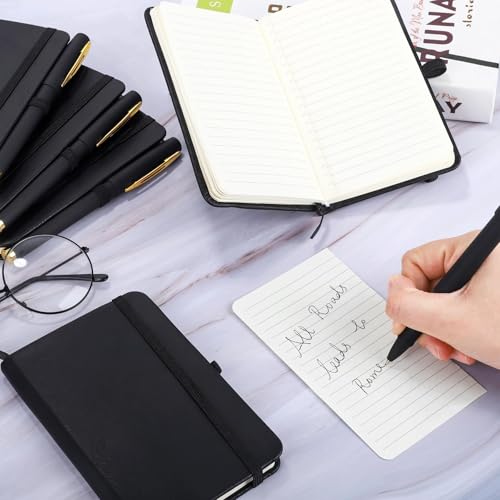 50 Pack Pocket Notebook Journals with Pens, 160 Pages, 3.5x5.5 Inches, A6 Mini Notebooks Small Journals College Ruled Hardcover Notebook PU Leather Notepad with Pen Holder for Office School