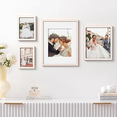 eletecpro 4x6 Enamel Picture Frame with Real Glass Cover, White, 2-Pack - color: White & Rose Gold, size: 4x6