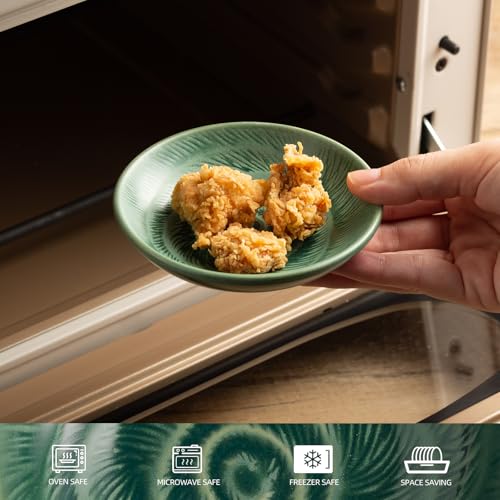 Ceramic Soy Sauce Dishes, 3.4 oz Dipping Bowls Set of 4 - color: Green