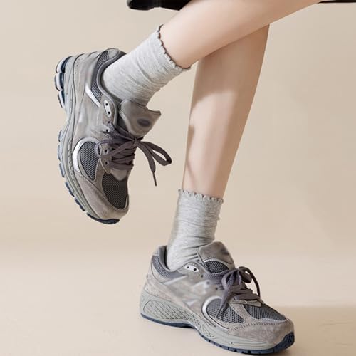Women's Ruffle Socks Lace Cotton Casual Crew Ultra Thin Lettuce Frilly Ankle Socks Pack of 6 - color: Multicolor-001