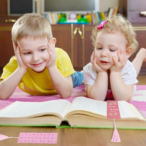 12 Pack Pink Bow Bookmarks, Paper Bookmark with Tassels, Book Lovers Gifts